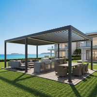 Pergola bioclimatique intelligente sur mesure en aluminium robuste avec éclairage LED 4x3m pour les espaces extérieurs commerciaux et de grande envergure des complexes hôteliers