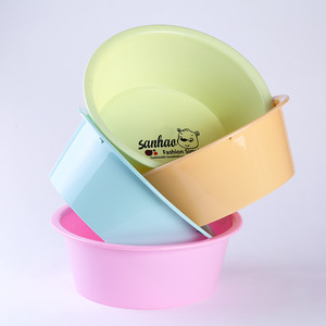 Sanhao Plastic <b>Basin</b> <b>Round</b> Solid Color Household Wash <b>Basin</b> With Logo Printing - Product Image 2