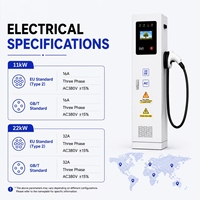 Cargador de CA para vehículos eléctricos de pie OEM ODM de 11kW 22kW con logotipo, software y carcasa personalizados