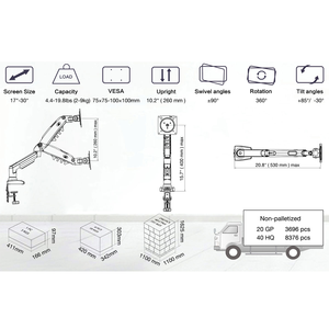 Utilisation du <span class=keywords><strong>bras</strong></span> de moniteur <span class=keywords><strong>amovible</strong></span> en aluminium pour s'adapter à la taille de l'écran 17-30 pouces Support de bureau <span class=keywords><strong>TV</strong></span> - Product Image 3
