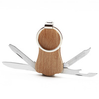 Nouveau couteau pliant miniature OEM DIY, outil multifonctionnel EDC pour le camping, clip en acier inoxydable, matériau en bois, ouvre-bouteille, modèle B09-M