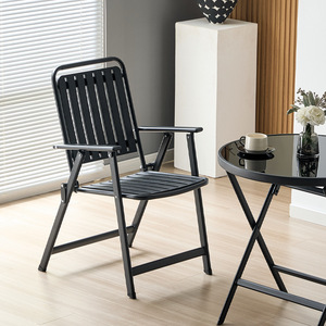 <span class=keywords><strong>Tavolo</strong></span> Pieghevole <span class=keywords><strong>Quadrato</strong></span> con Telaio in Metallo Nero e Vetro in Acciaio Inossidabile, Ideale per Giardino, Spiaggia e Patio di Ristoranti - Product Image 5