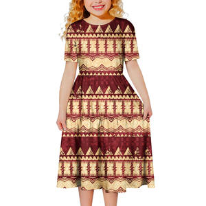 Ropa Infantil Clásica Personalizada, Ropa Polinesia para Niños, Elegantes Vestidos Samoanos, Faldas Maxi Hawaianas para Vacaciones, Vestido Tribal Tapa para Niñas - Product Image 3
