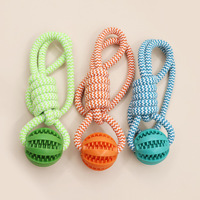 Doe Pet Durable Balle En Caoutchouc Corde Chien Jouets À Mâcher Interactif Chiot Chat Jouets Petites Dents Moyennes Nettoyage Distribution Remorqueur Guerre Jouer