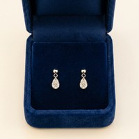 Pendientes de Lágrima Clásicos de Diamantes Cultivados en Laboratorio para Mujer Guadalupe, Bajo MOQ 1 Par 2ct, Precio de Fábrica, Oro Blanco de 18K, Regalo Navideño NGTC