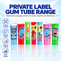 Tube d'emballage personnalisé pour chewing-gum, cylindre en aluminium et plastique avec bouchon à vis, impression UV, diamètre 12,7-35 mm