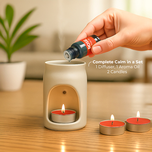 Premium Rose Ceramic Aroma Burner <b>Gift</b> <b>Set</b> with 10ml Fragrance Oil and Tealight <b>Candles</b> Elegant Home Scent Collection - Product Image 3