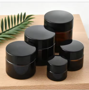 Cosmetic Glass Jars With <b>Aluminum</b> Cap Amber Colored Base 10g 15g 20g 30g 50g 60g 100g For Face Cream Eye Cream Storage - Product Image 4