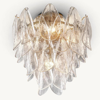 Lustre moderne de luxe en verre soufflé à la main, style pétales français, pour chambre à coucher, villa, maison