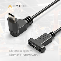 10Gbps PD 4K USB-C USB 3.1 Type C Câble de données d'extension mâle à femelle à angle droit à 90 degrés avec trou de vis de montage sur panneau