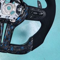 Volant de voiture en fibre de carbone forgée bleue avec LED pour BMW F30 F10 F20 F31 F32 F15 F36 X5 M3 M5 M6 F11 F15 F16 F22 F25 F26