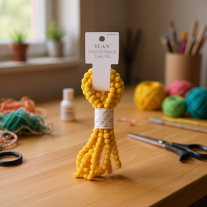 Nastro con Pompon ILAN 1Cm X 3M Giallo per Decorazioni Artigianali - Product Image 3