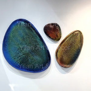 Lujo Style3D Metal pared decoración artística elegante hecho a mano pescado <span class=keywords><strong>escala</strong></span> colgantes Duotone Acero inoxidable pared escultura - Product Image 1