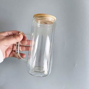 Verres à bière personnalisés en verre transparent effet boule à neige avec logo, 12oz, 15oz, 20oz, adaptés aux paillettes de 5mm, avec couvercles, pour strass - Product Image 3