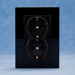 Đôi EU Glass bảng điều chỉnh điện 16A Schuko Đức ổ cắm với nối đất Đức 2P + E loại tường Ổ cắm điện chuyển đổi - Product Image 1
