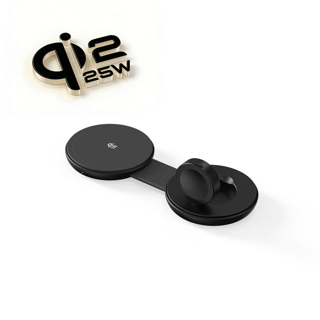 High Quality Portable Fast Wireless Charging Foldable 2 in 1 Magnetic Qi2.2 25W Wireless Charger Pad