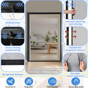 Porte moustiquaire magnétique coulissante <span class=keywords><strong>sans</strong></span> perçage, ouverture latérale, rétractable, adaptée aux animaux domestiques, en fibre de verre - Product Image 2