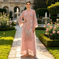 Nouvelle Robe de Soirée Élégante Longueur Cheville en Fibre de Polyester 3D Translucide Brodée de Paillettes, Style Célébrité, Collection 2026