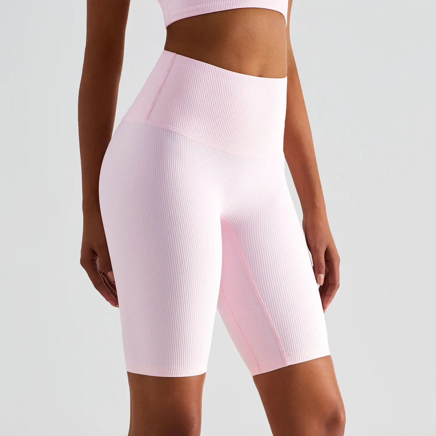 Pantalones cortos De Yoga De alta calidad para mujer, mallas con Control De barriga acanalada, Talla Grande, venta al por mayor