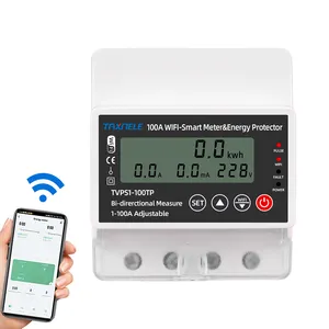 100A TUYA WiFi Smart Earth Leakage Over Under Voltage Protector Relay Switch Energy Power kWh Bidirectional Meter Smart Life