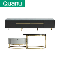 670106 Quanu ensemble de meuble TV de luxe meubles de salon meuble TV rond avec ensemble de table basse salon