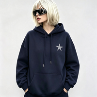 Sudadera con Capucha Personalizada para Mujer, Otoño, con Bolsillos, Cordón Ajustable, Diseño de Hombros Caídos, Bordado de Letras en la Espalda, Manga Larga