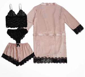 新款女式睡裙真丝性感睡衣四件套女士睡衣套装 - Product Image 4