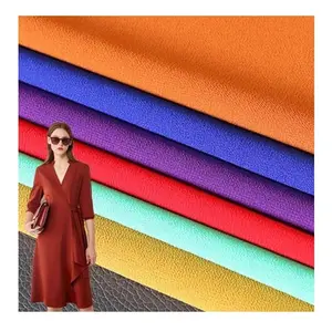2022 High Twist Baby Doll Chiffon Crepe Plain Dyed Woven Fabric 105GSM Solid Colors Cheap Price 75DChiffon