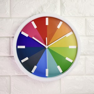 Round Quartz Analog Wall <b>Clock</b> Colorful Needle Display <b>Battery</b> Powered Plastic Resin Single Face for Living Room Decor - Product Image 4