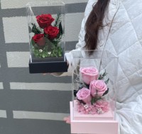 Luxe Valentijnsdag Moederdag Kerstmis Afstudeer- en Thanksgiving cadeau Eeuwige bloemen Ge conserveerde rozen Acryl cadeaudoos