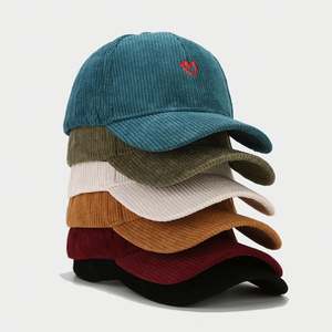 Spring Autumn New Small <b>love</b> Embroidered Corduroy Hats Baseball Cap Ladies Fashion Simple Sun Sports Caps for Men - Product Image 1