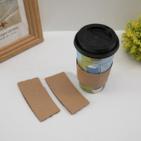 Fundas desechables biodegradables para taza de café, fundas de papel Kraft corrugado, mampara de 10oz, 12oz, 16oz, 2