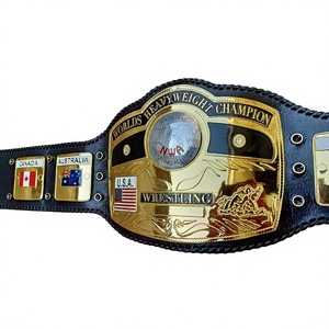 เข็มขัดแชมป์มวยปล้ำ Huzaim Elite Sports HES0655 NWA Domed Globe รุ่นเฮฟวี่เวท ทำจากสังกะสีและหนังวัวแท้ ชุบทอง - Product Image 1