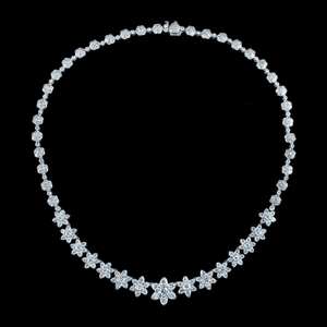 Collier Rivière Fleur en Moissanite Style Édouardien en Argent 925 – Élégant Bijou de Fête et Cadeau d'Anniversaire pour Femme – Style Tendance - Product Image 4
