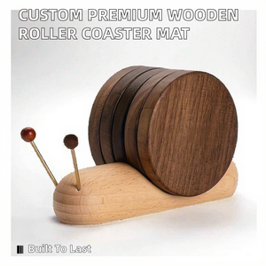 Sous-verre en bois, sous-verre en bois de qualité supérieure, écologique, sous-verre en bois de qualité supérieure, 5 mm d'épaisseur, design classique avec impression par sublimation personnalisée - Product Image 2