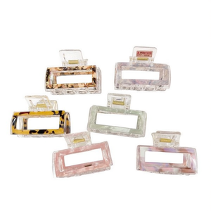 Fermaglio per capelli quadrato trasparente da 7 cm con motivo, 2 pezzi per colore - Product Image 2