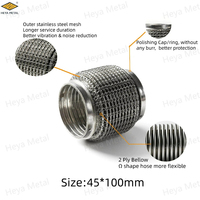 Pipa Knalpot Fleksibel Aftermarket Performa Mobil 45*100mm dengan Jaring Kawat Lunak dan Interlock SS201