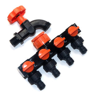 Divisor de Manguera de Jardín, Conector de Grifo de 4 Vías, Divisor de Manguera con Cuatro Interruptores Independientes para Riego de Césped y Hogar - Product Image 1