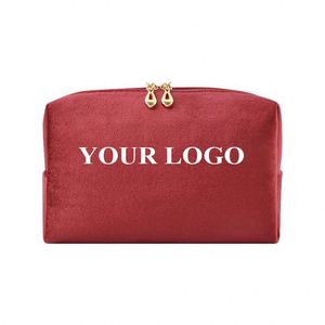 Luxury Velvet <b>Cosmetic</b> <b>Bag</b> Portable Large Capacity <b>Travel</b> Makeup Organizer Beauty Storage Pouch Metal Zipper Women Toiletry <b>Bag</b> - Product Image 1