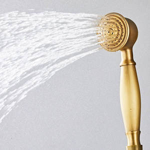 Ensemble de douche rétro de luxe européen, finition antique tout cuivre, pommeau de douche supérieur avec lumière LED, technologie brossée, anti-corrosion - Product Image 3