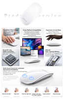 Souris sans fil Yesido BT à commande multi-touch, batterie haute capacité 1000 mAh, série originale, souris magique professionnelle KB50