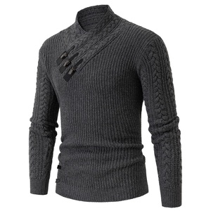 Wholesale <strong>Men's</strong> Fashion <strong>Cable</strong> <strong>Knit</strong> Sweater Heavy <strong>Chunky</strong> Thick <strong>Jumpers</strong> with Anti-Wrinkle Warm Turtleneck Pullover for Autumn - Product Image 4