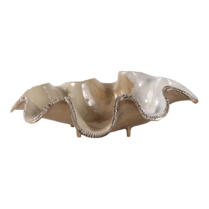 Ciotola Decorativa in Metallo Ondulato, Elemento d'Arredo Costiero per Soggiorno e Tavolino da Caffè - Product Image 4