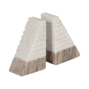 Fermalibri in Marmo Bicolore a Forma di Piramide, Decorazione Moderna per Libreria, Accessori Versatili per Libri - Product Image 2