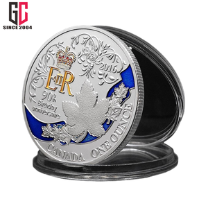 Pièce commémorative en émail métallique personnalisée d'usine, 12 ans, <span class=keywords><strong>Elizabeth</strong></span> II, 90e anniversaire, médaille plaquée argent et or - Product Image 3