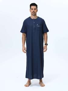 เสื้อคลุมยาวแขนสั้นทันสมัยสำหรับผู้ชาย เหมาะสำหรับการนมัสการ ซักด้วยเครื่องได้ เหมาะสำหรับทุกฤดูกาล สวมใส่สบาย - Product Image 1