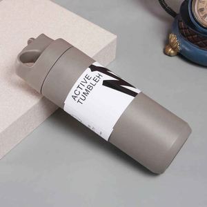 Active Tumbler Stainless Steel Vacuum <b>Flask</b> Double Wall Insulated Water Bottle With Lid Travel Use Minimalist Design White Gray - Product Image 5