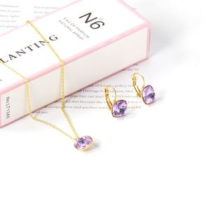 Colorful Zircon Note <b>Jewelry</b> <b>Set</b> Stainless Steel <b>Jewelry</b> <b>Women</b> Earrings and Pendant Statement Gold <b>Jewelry</b> <b>Sets</b> - Product Image 5