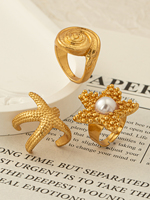 Vintage été bord de mer plage Style anneaux empilés ensemble femmes alliage mer escargot conque coquille bijoux pour Vocation inspiré étoile de mer