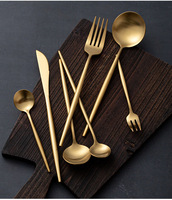 Vaisselle en acier inoxydable 304 pour cuisine et restaurant, compatible lave-vaisselle, couteau à steak épaissi, fourchette, cuillère dorée, cuillère à dessert